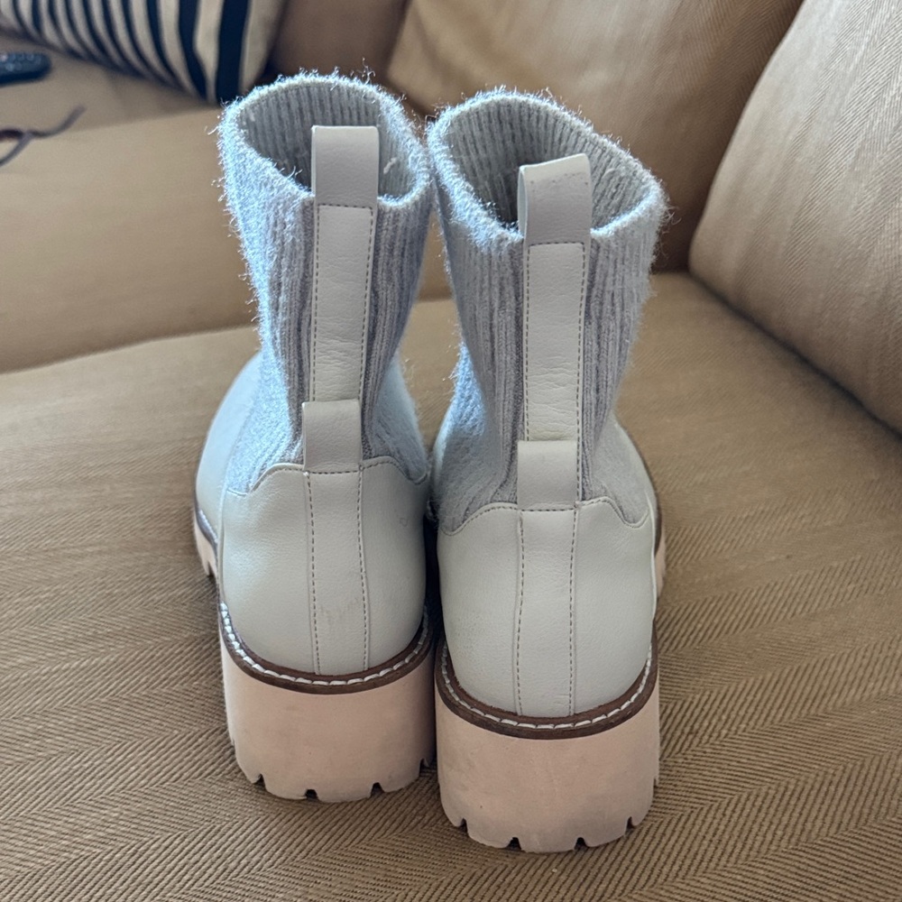 Coconuts by Matisse Cream Ankle Boots with Gray Ribbed Detail - Picture 2 of 6